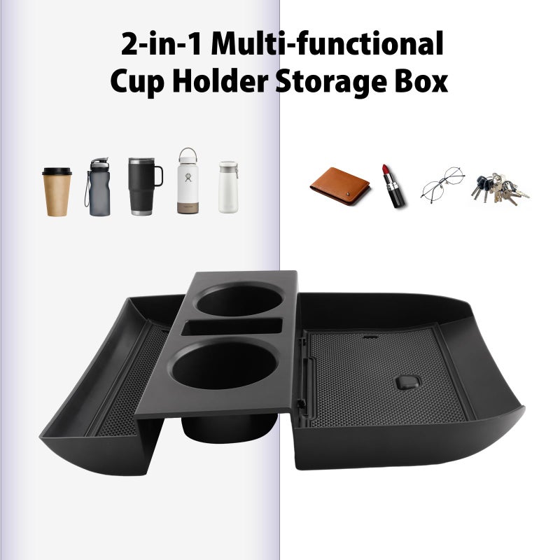 LUWU 2025 Palisade Lower Organizer Tray for 2020 2021 2022 2023 2024 2025 Hyundai Palisade SE/SEL/XRT/Limited/Calligraphy Under Armrest Organizer Insert Storage Tray w/Cup Holder 2025 Palisade Accessories - Image 3